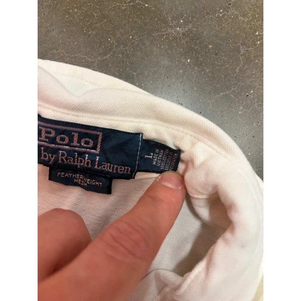 Polo Ralph Lauren Mens White Featherweight Mesh Short Sleeve Polo Shirt Large